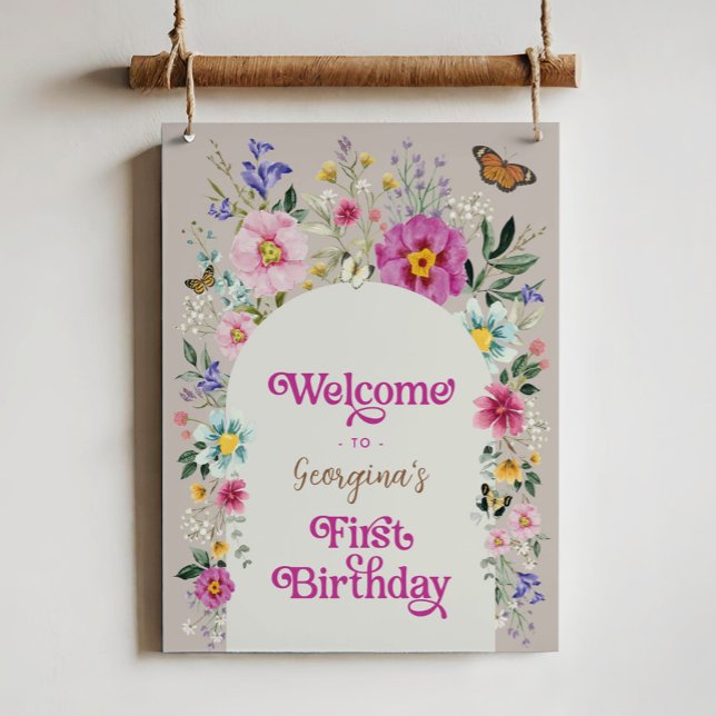 Boho Wildblume Meadow 1. Geburtstag Willkommen Poster (Von Creator hochgeladen)