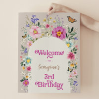 Boho Wildblume Meadow 3. Geburtstag Willkommen