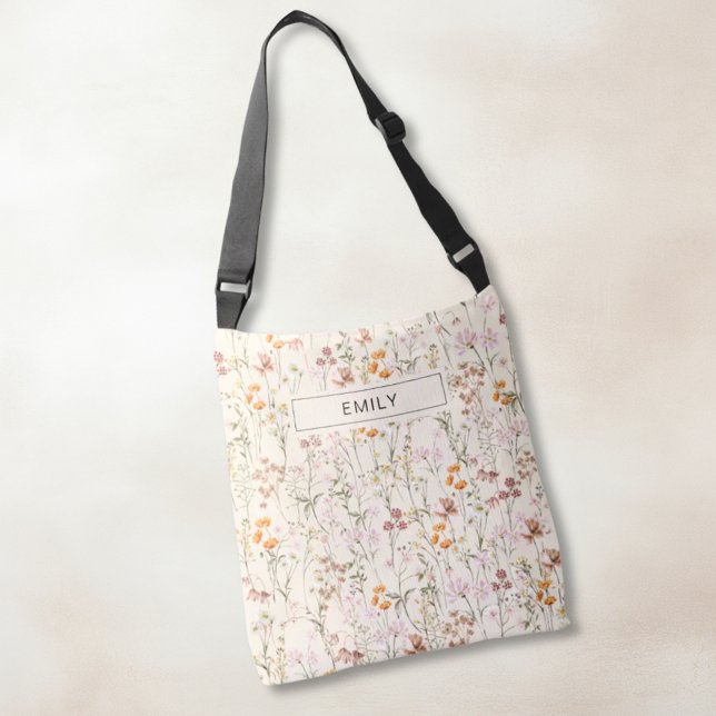 Boho Wildblume Mehrdruck Beige Schulter Tasche (Von Creator hochgeladen)