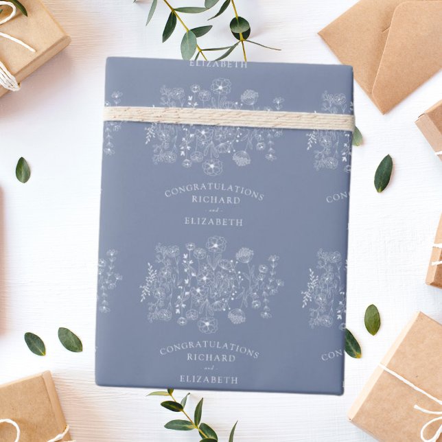 Boho Wildblume Moderne Wasserfarbenhochzeit Geschenkpapier (Von Creator hochgeladen)