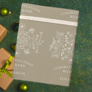 Boho Wildblume Moderne Wasserfarbenhochzeit Geschenkpapier