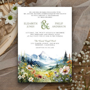 Boho Wildblume Mountain Meadow QR Code Wedding Einladung