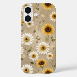"Boho Wildblume Muster für Telefongehäuse iPhone 16 Hülle