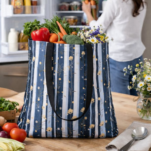 Boho Wildblume Navy Gestreifte Moderne Wohndekorat