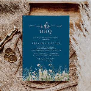 Boho Wildblume Navy I GRILLEN Engagement Partei Einladung