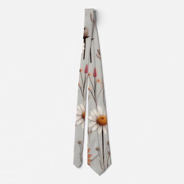 Boho Wildblume Neck Tie Krawatte (Rückseite)