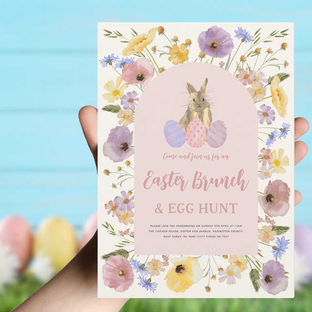 Boho Wildblume Osterbrunch und Eierjagd Einladung (Boho Easter egg hunt and brunch invitation )