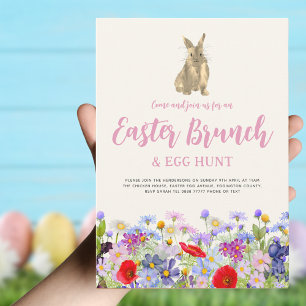 Boho Wildblume Ostern Brunch und Eierjagd Einladung