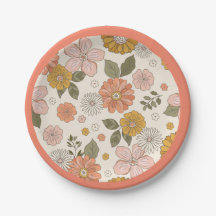 Boho Wildblume Paper Plate