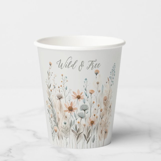 Boho Wildblume Pappbecher (Vorderseite)