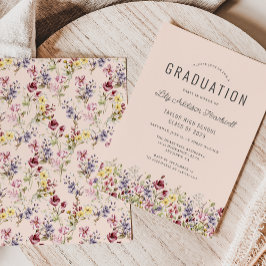 Boho Wildblume Pattern Blush Graduation Party Einladung