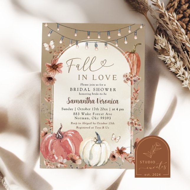 Boho Wildblume Pumpkin Fall in Liebe Brautparty Einladung (Von Creator hochgeladen)