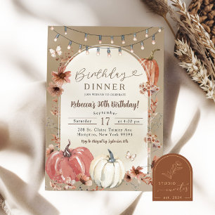 Boho Wildblume Pumpkin Geburtstagsparty Dinner Einladung