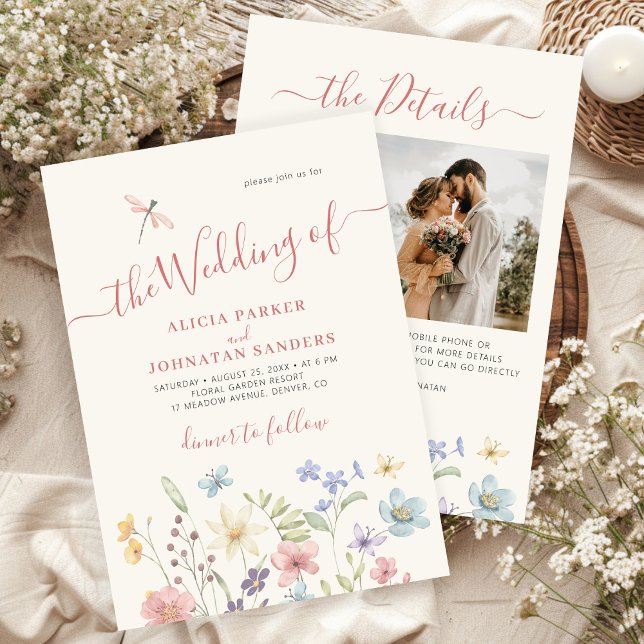 Boho Wildblume qr Code Foto Hochzeit Einladung (Von Creator hochgeladen)