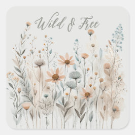 Boho Wildblume Quadratischer Aufkleber