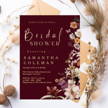 Boho Wildblume Rustic Burgund Brautparty
