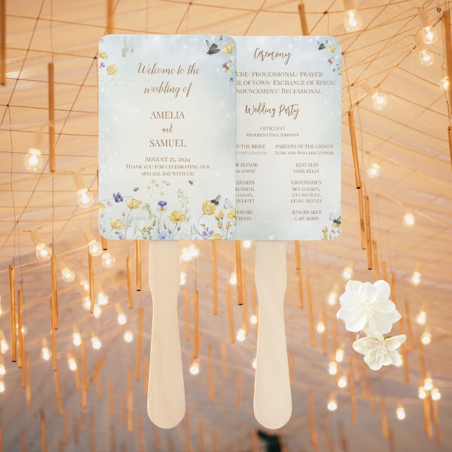 Boho Wildblume Rustic Green Wedding Program Fächer (Von Creator hochgeladen)