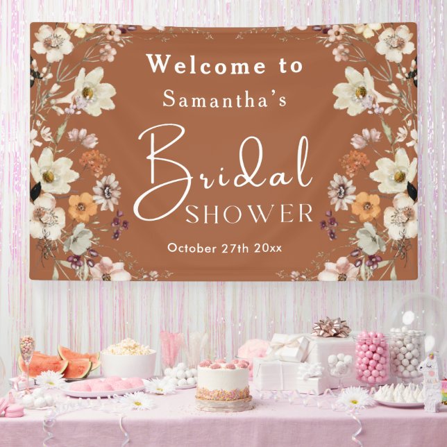 Boho Wildblume Rustic Terracotta Brautparty Banner (Party)