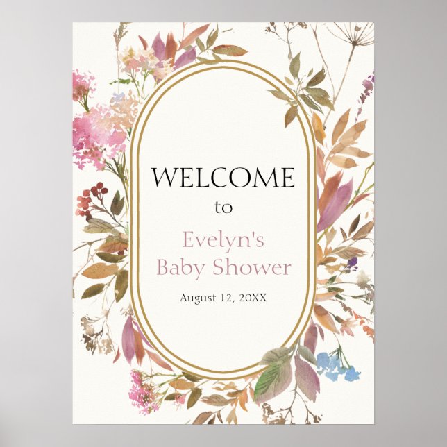 Boho Wildblume Rustikaler Kämpfer Begrüßungspposte Poster (Vorne)