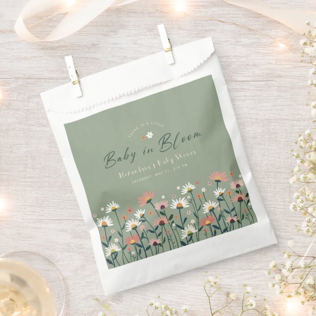 Boho Wildblume Sage Green Baby in Blütendusche Geschenktütchen (Ausgeschnitten)