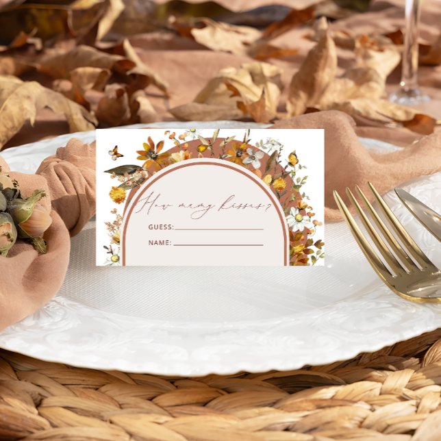 Boho Wildblume schätzt wie viele Kisses Bridal Gam Begleitkarte (Von Creator hochgeladen)