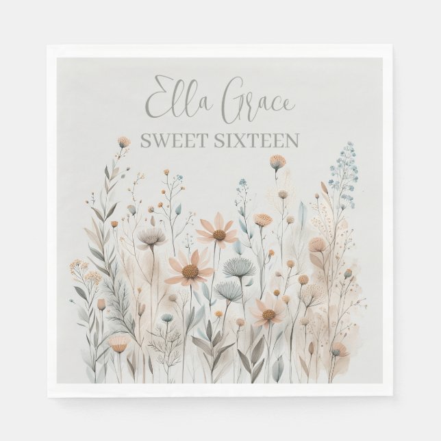 Boho Wildblume Serviette (Vorderseite)