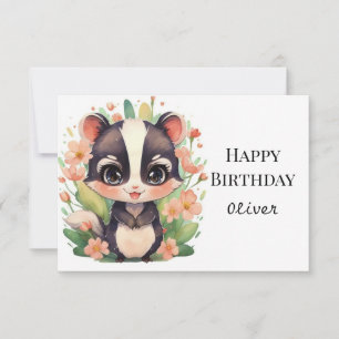Boho Wildblume Skunk Birthday Karte