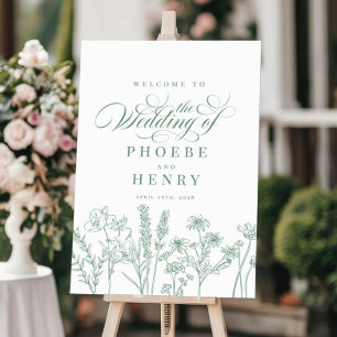 Boho Wildblume Spring Green Wedding Willkommenszei Poster