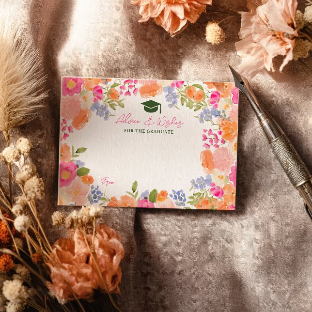 Boho Wildblume Summer Abschluss Ratschläge Wünsche Begleitkarte (Boho Wildflower Summer graduation advice wishes Enclosure Card)