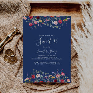 Boho Wildblume Sweet 16 Geburtstagsparty Einladung
