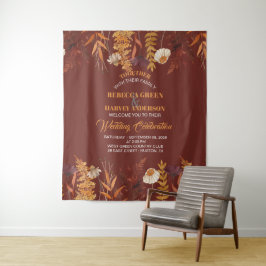 Boho Wildblume Terracotta Herbsthochzeit Hintergru Wandteppich