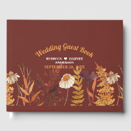 Boho Wildblume Terracotta Herbstliche Hochzeit im  Gästebuch
