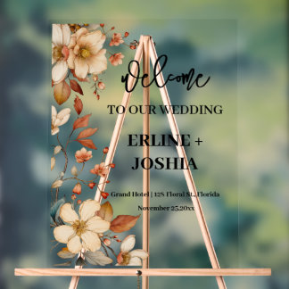 Boho Wildblume Terracotta Wedding Acrylschild