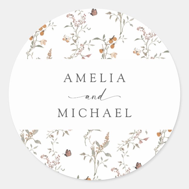 Boho Wildblume Umschlag Aufkleber (Vorderseite)