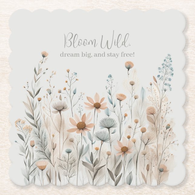 Boho Wildblume Untersetzer (Vorderseite)