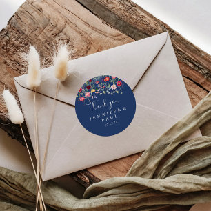 Boho Wildblume Vielen Dank Gastgeschenk Hochzeit Runder Aufkleber