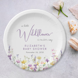 Boho Wildblume Watercolor Babydusche Pappteller