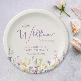 Boho Wildblume Watercolor Babydusche Pappteller
