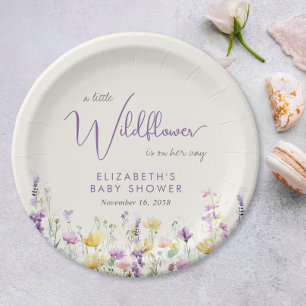 Boho Wildblume Watercolor Babydusche Pappteller
