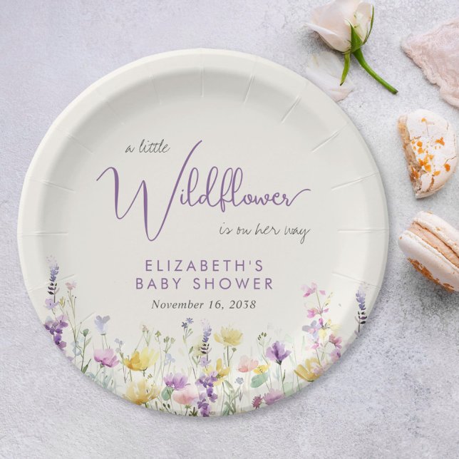 Boho Wildblume Watercolor Babydusche Pappteller (Von Creator hochgeladen)