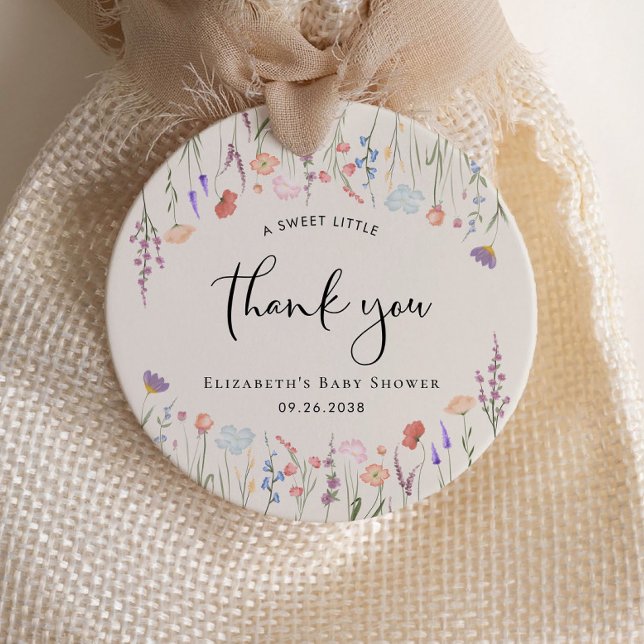 Boho Wildblume Watercolor Babydusche Vielen Dank Geschenkanhänger (Von Creator hochgeladen)