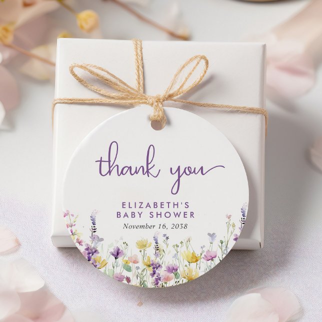 Boho Wildblume Watercolor Babydusche Vielen Dank Geschenkanhänger (Von Creator hochgeladen)