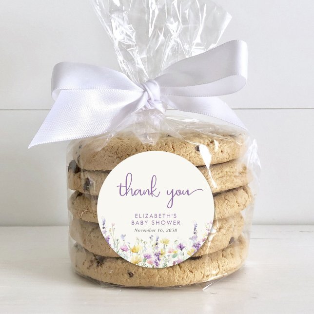 Boho Wildblume Watercolor Babydusche Vielen Dank Runder Aufkleber (Von Creator hochgeladen)