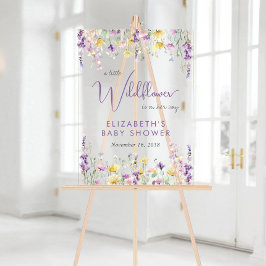 Boho Wildblume Watercolor Babydusche Willkommen Acrylschild