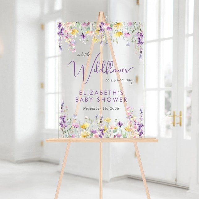 Boho Wildblume Watercolor Babydusche Willkommen Acrylschild (Von Creator hochgeladen)