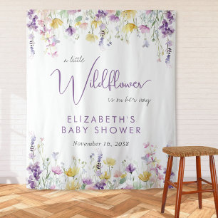 Boho Wildblume Watercolor Babydusche Willkommen Wandteppich