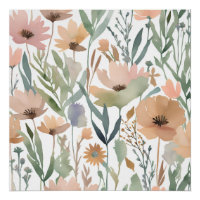Boho Wildblume Watercolor Floral Pastell