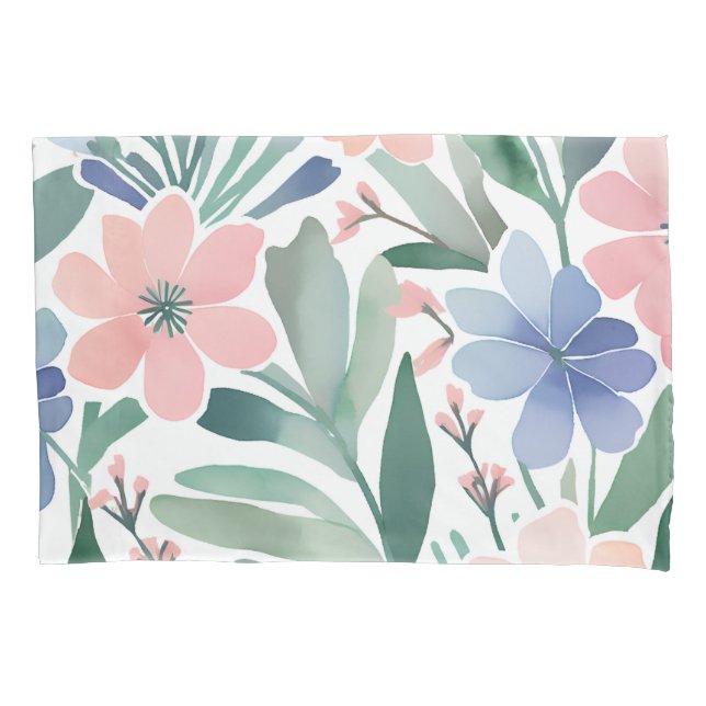 Boho Wildblume Watercolor Pastell Floral Design Kissenbezug (Vorderseite)