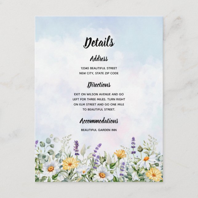 Boho Wildblume Watercolor Personalize Wedding Begleitkarte (Vorderseite)