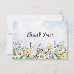 Boho Wildblume Watercolor Personalize Wedding Dankeskarte